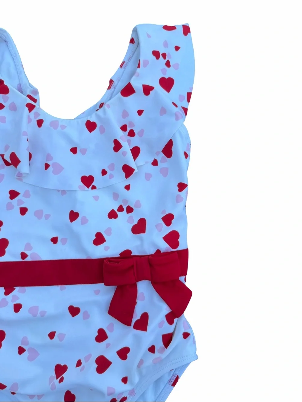 Janie & Jack Heart Print Bow One-Piece Swimsuit